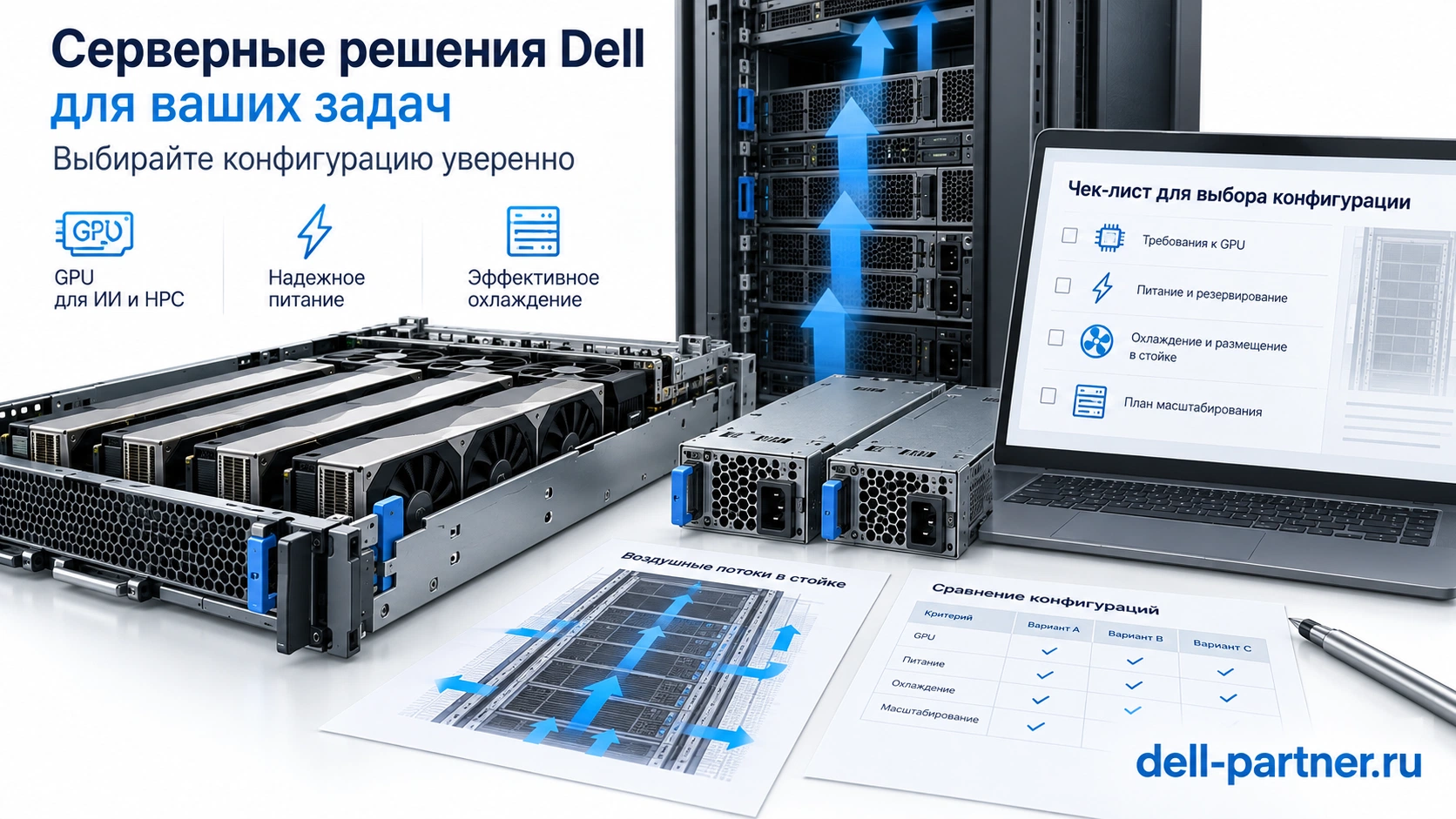 Проверка GPU-комплекта, питания и охлаждения до заказа