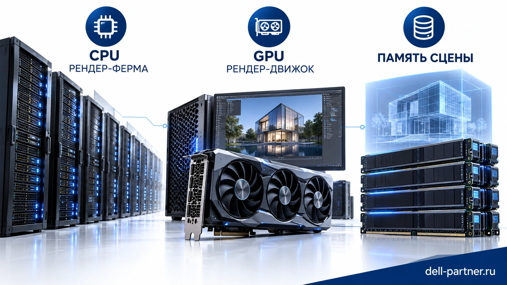 CPU, GPU и память сцены решают разные задачи рендеринга