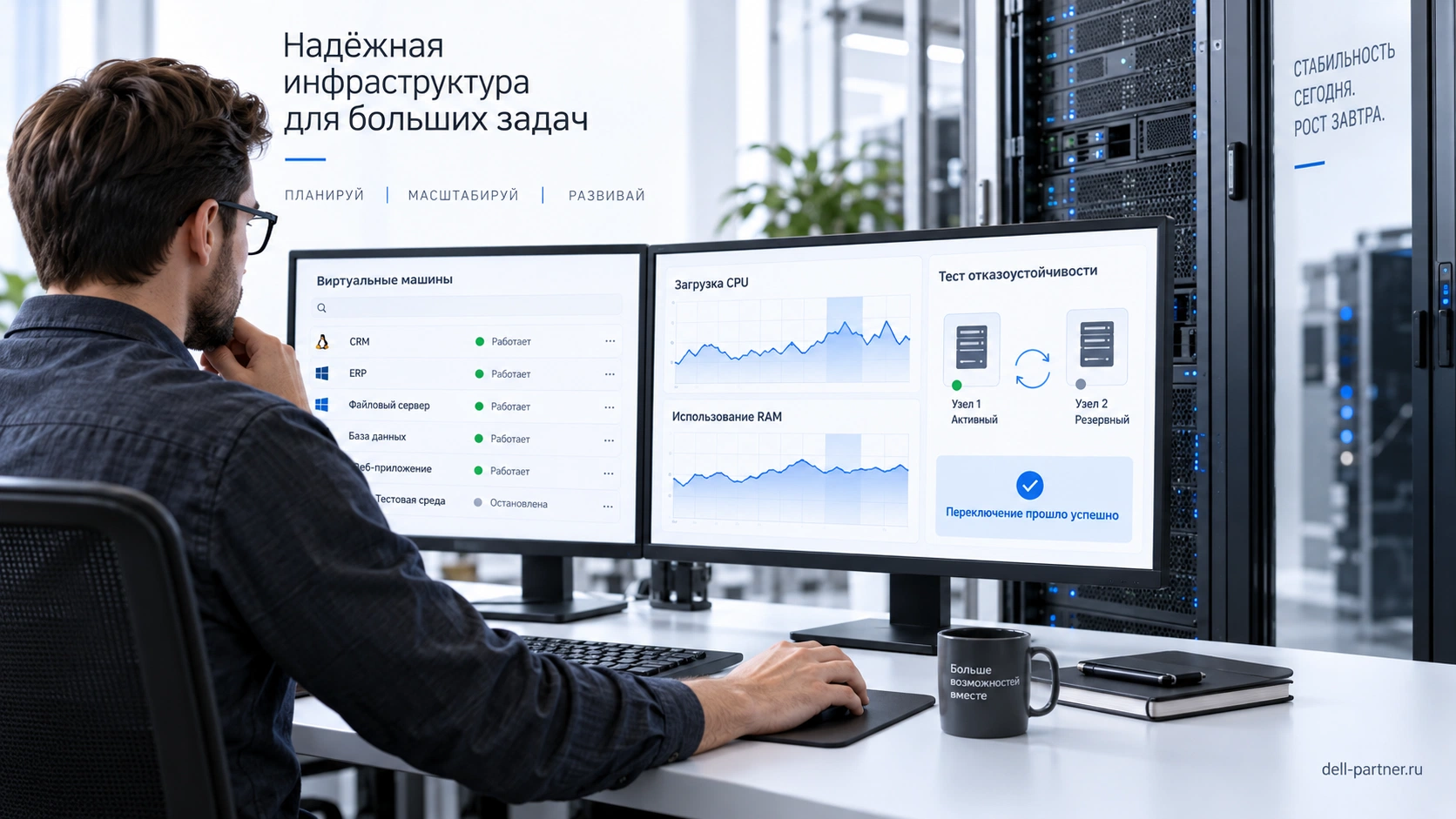 Проверка списка VM, пиковых нагрузок и восстановления после отказа