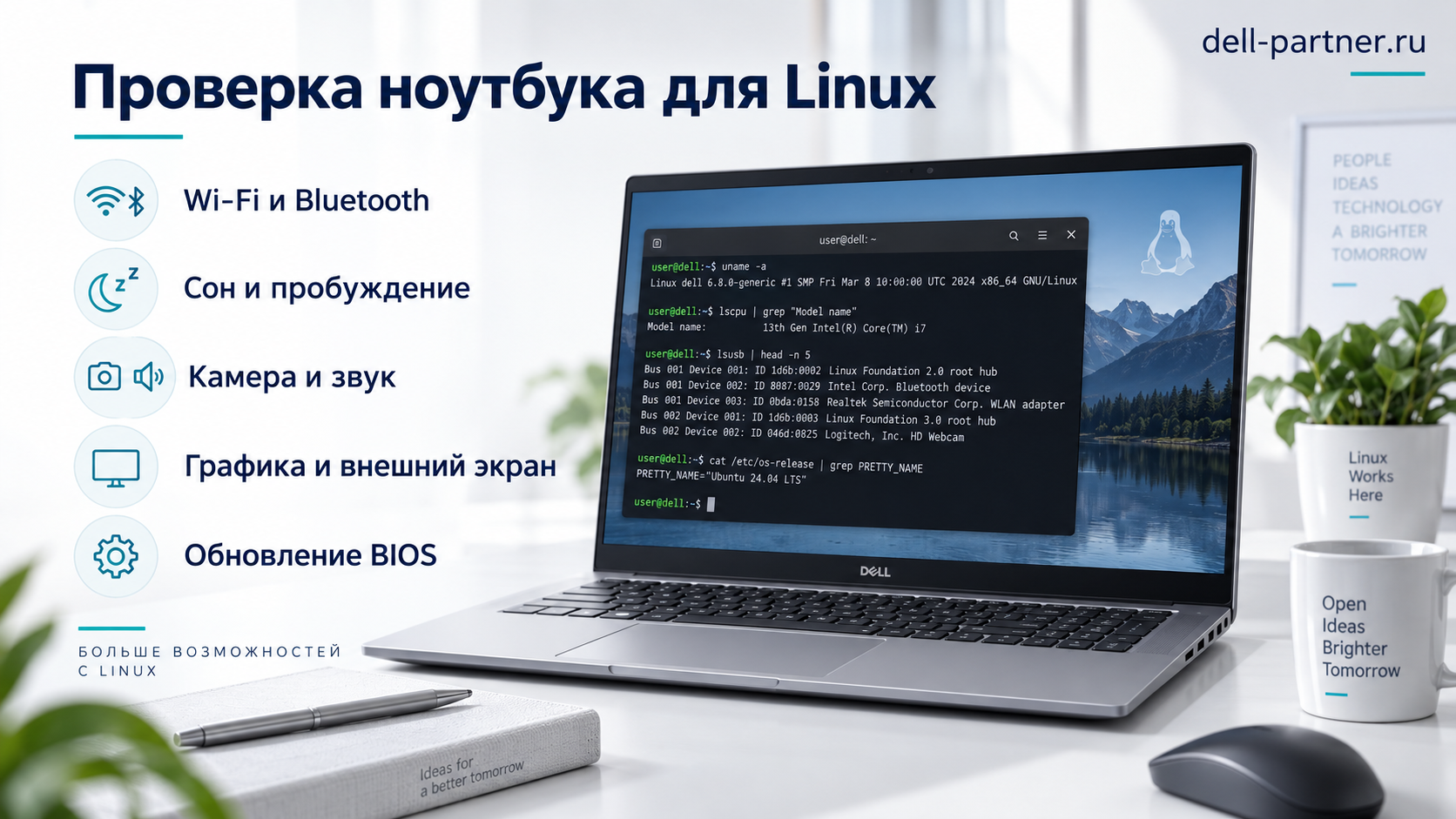 Проверка ноутбука Dell для Linux: Wi-Fi, Bluetooth, сон, звук, камера, графика и BIOS