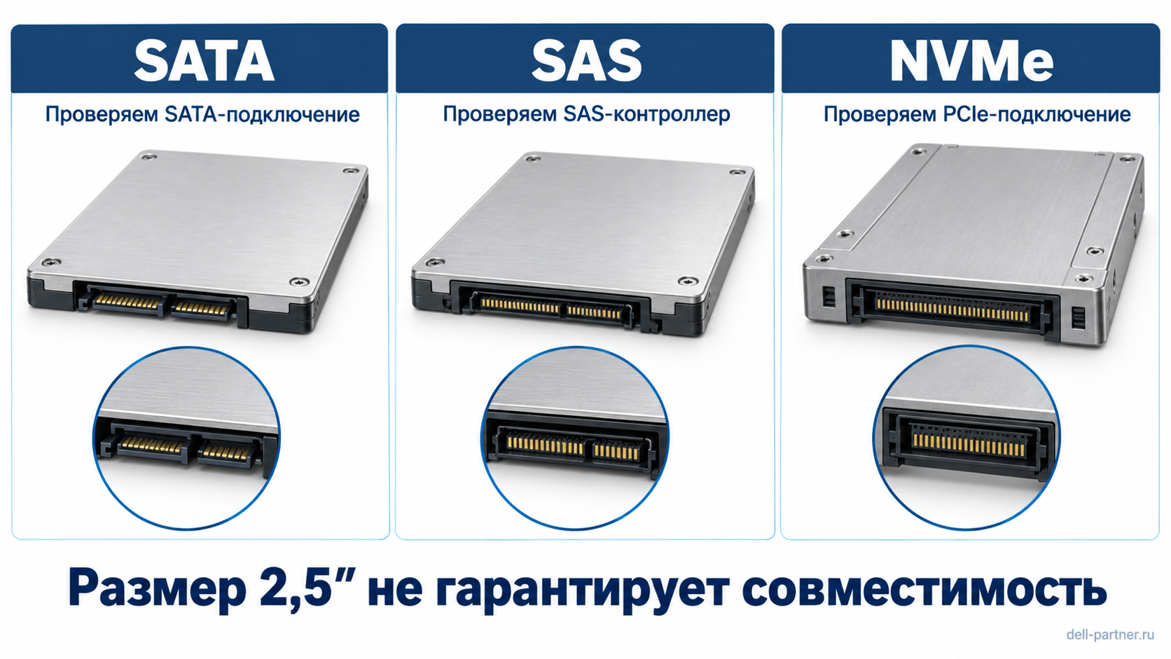 SATA, SAS и NVMe: для каждого серверного SSD нужно проверить свой путь подключения